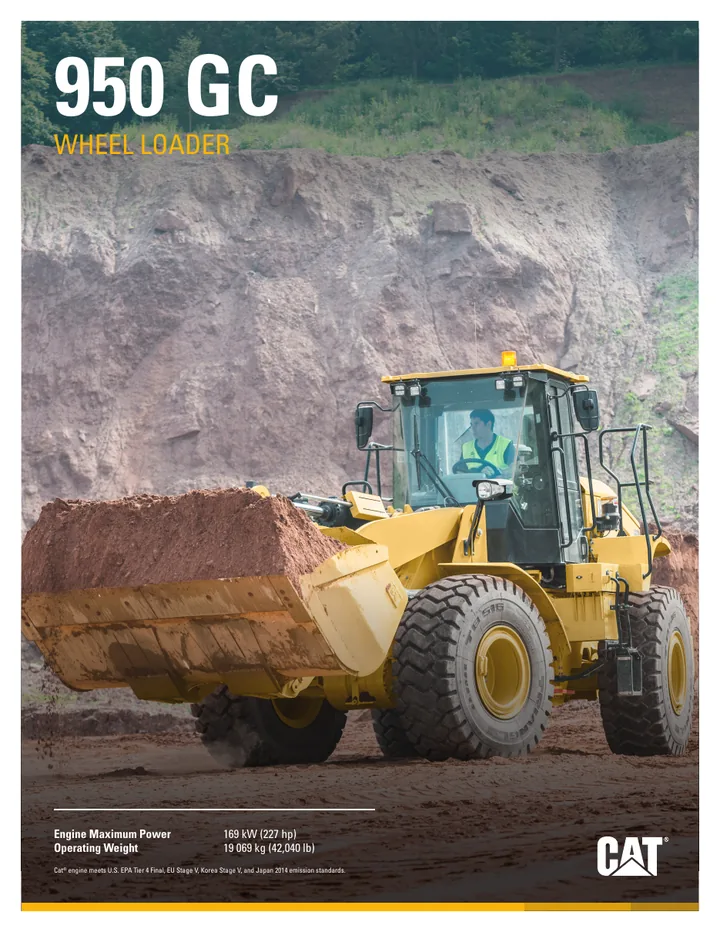 Caterpillar CAT®950 GC machine manual cover: Caterpillar CAT®950 GC Product brochure