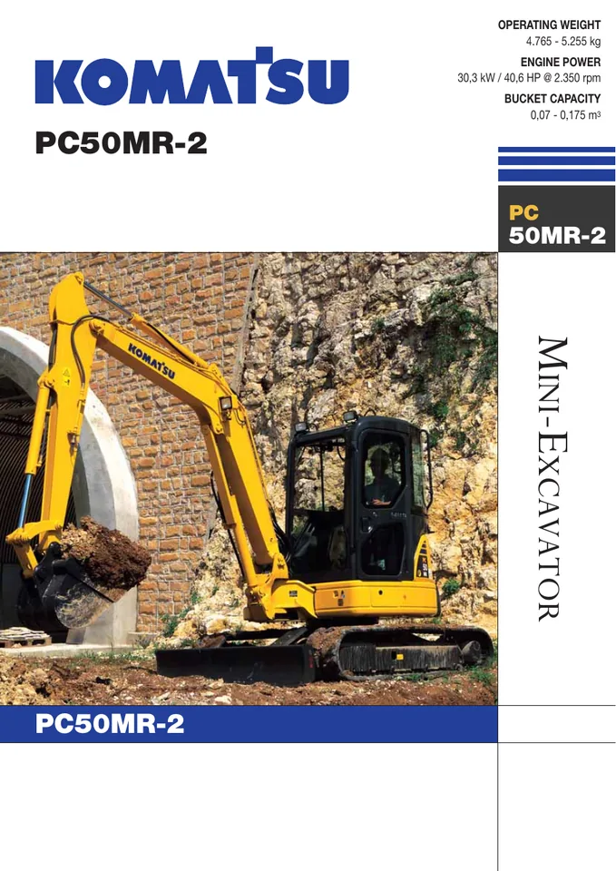 Komatsu PC50MR-2 machine manual cover: komatsu-pc50mr-2-310751c970aa-product-brochure