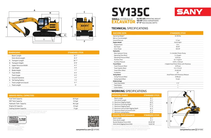 SANY SY135C 设备手册外胶层