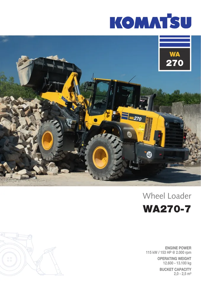 Komatsu WA270-7 machine manual cover: komatsu-wa270-7-09e6d8a235af-product-brochure