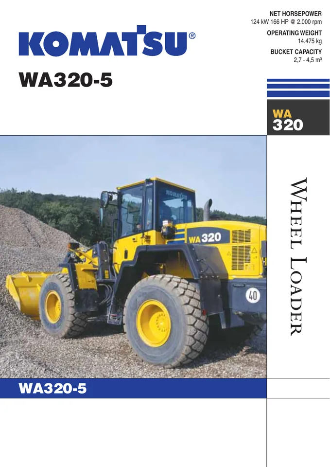 Komatsu WA320-5 machine manual cover: komatsu-wa320-5-1e6cd6b068aa-product-brochure
