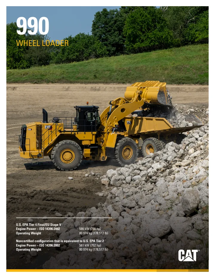 Caterpillar CAT®990 machine manual cover: Caterpillar CAT®990 Product brochure
