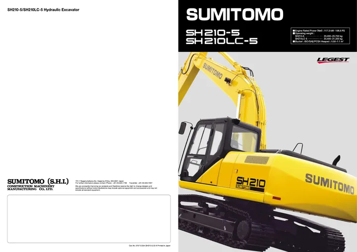 Sumitomo SH210-5 / SH210LC-5 machine manual cover