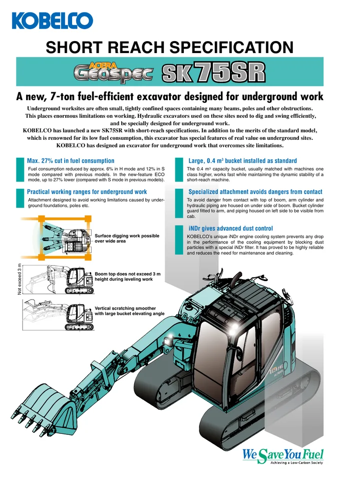 Kobelco SK75SR machine manual cover: Kobelco SK75SR Product brochure