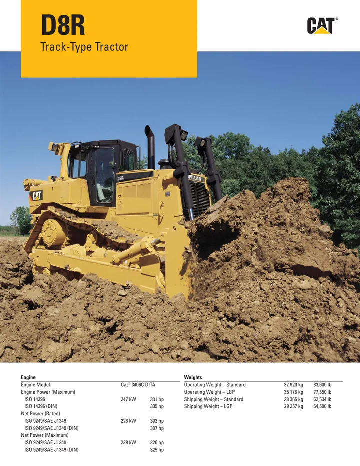 Caterpillar CAT®D8R machine manual cover: caterpillar-d8r-product-brochure-c785813