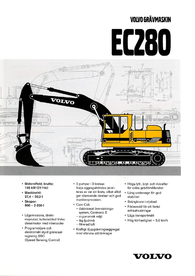 Volvo EC280 machine manual cover: Volvo EC280 Archived product document