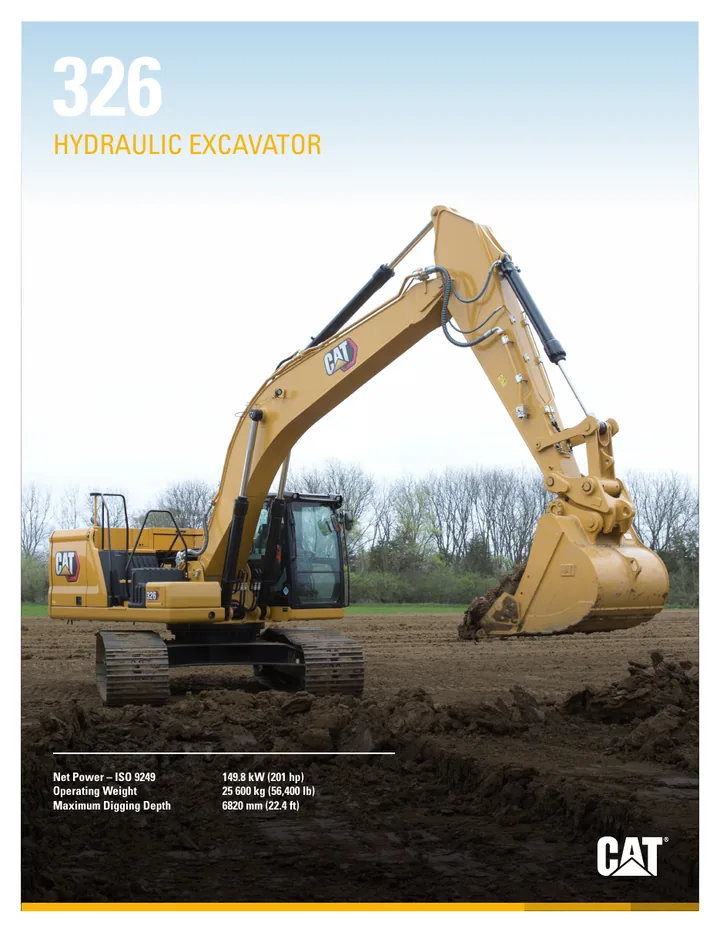 Caterpillar CAT®326 machine manual cover: Caterpillar CAT®326 Product brochure