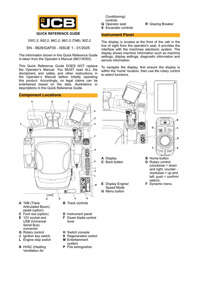 JCB 100C-2 · 85Z-2 · 86C-2 · 90Z-2 设备手册外胶层