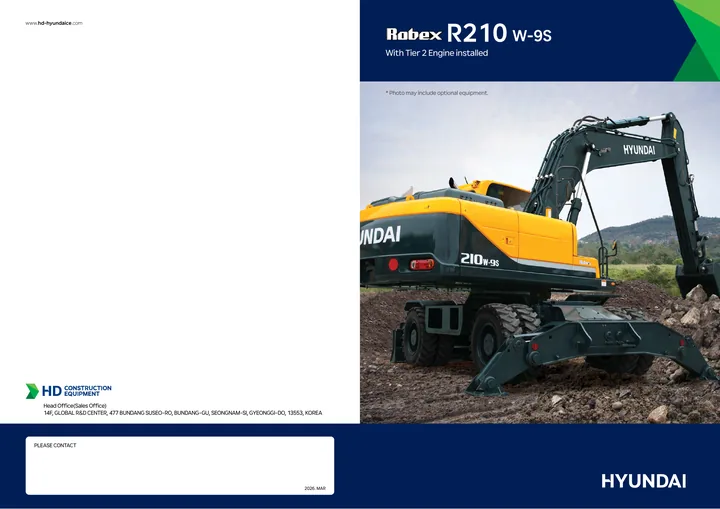 Hyundai R210W-9S machine manual cover: Hyundai R210W-9S Product brochure