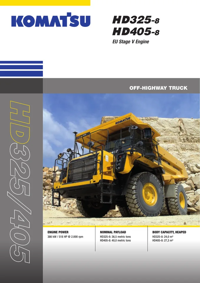 Komatsu HD325-8 machine manual cover: komatsu-hd325-8-6e2908373297-product-brochure