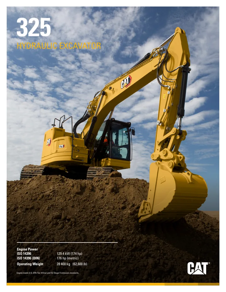 Caterpillar CAT®325 machine manual cover: Caterpillar CAT®325 Product brochure
