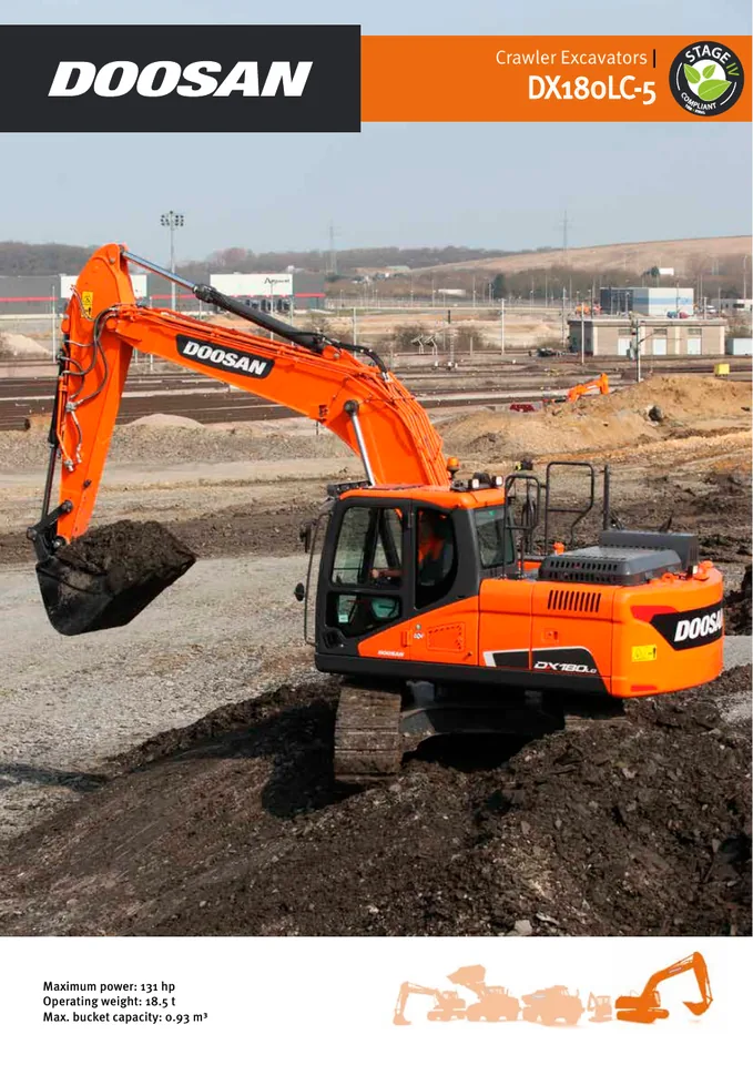 Doosan DX180LC-5 machine manual cover: Doosan DX180LC-5 Product brochure