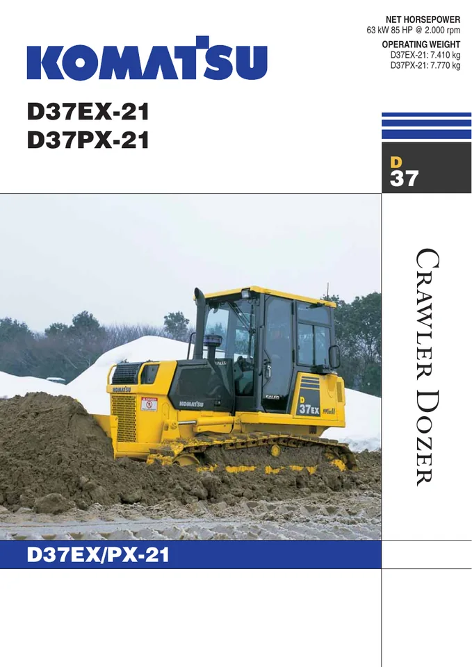 Komatsu D37PX-21 machine manual cover: komatsu-d37px-21-90504e1325d1-product-brochure
