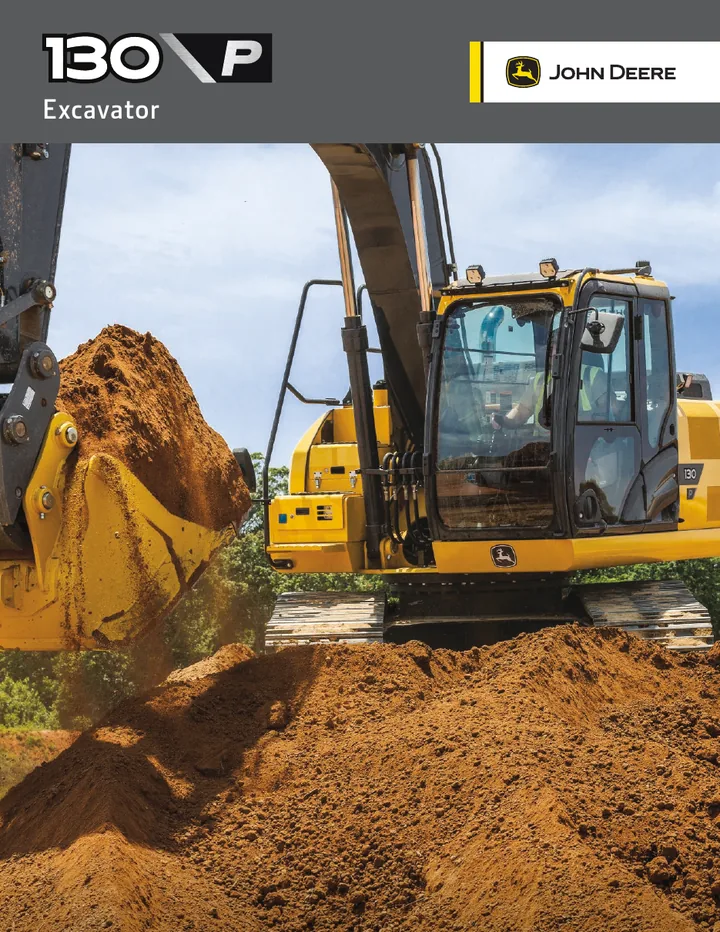 John Deere 130P machine manual cover: john-deere-130p-d0f85ae4f4-official-brochure