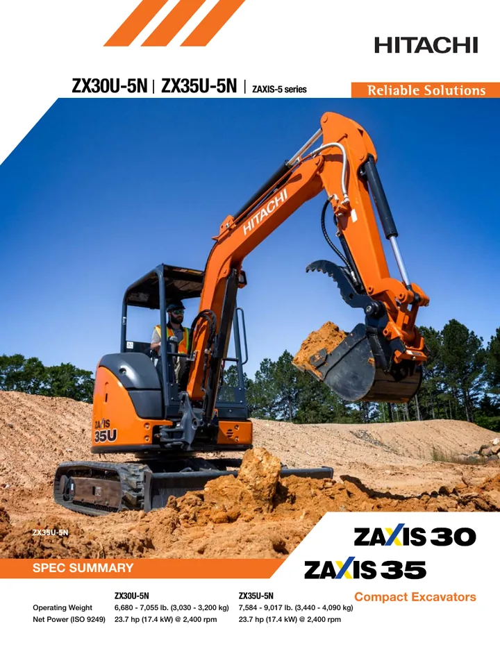 Hitachi ZX30U-5N · ZX35U-5N machine manual cover