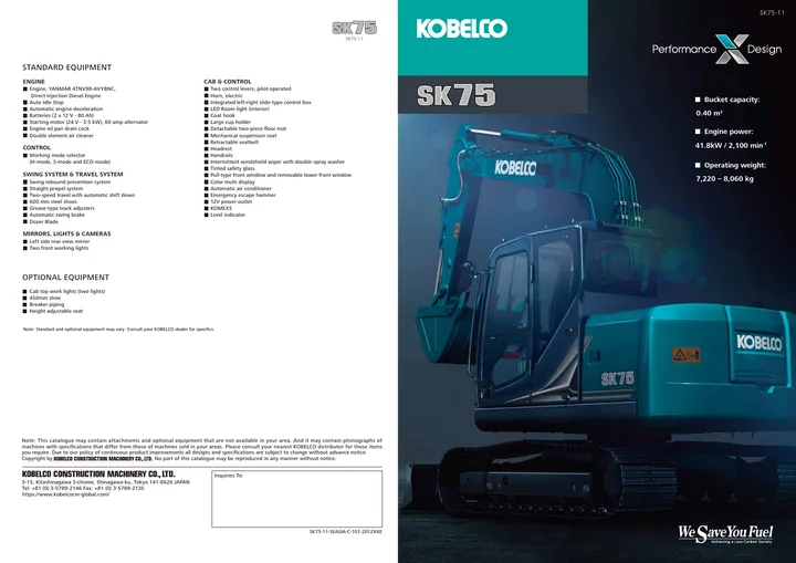 Kobelco SK75-11 machine manual cover: sk75-11-seasia-c-9e605bb45d