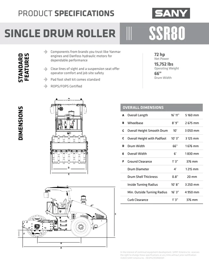 SANY SSR80 设备手册外胶层