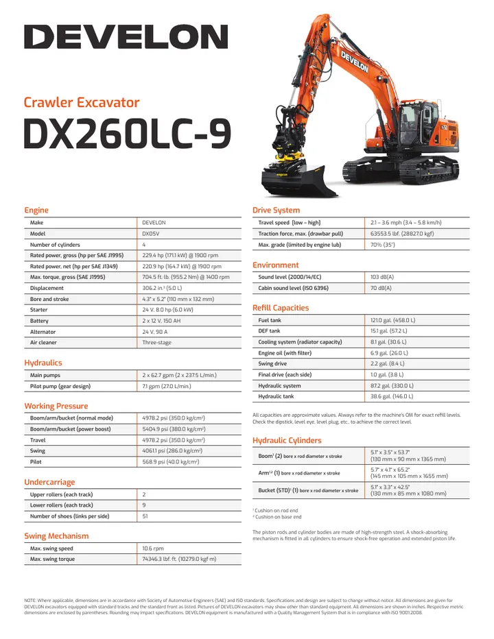 Doosan DX260LC-9 machine manual cover
