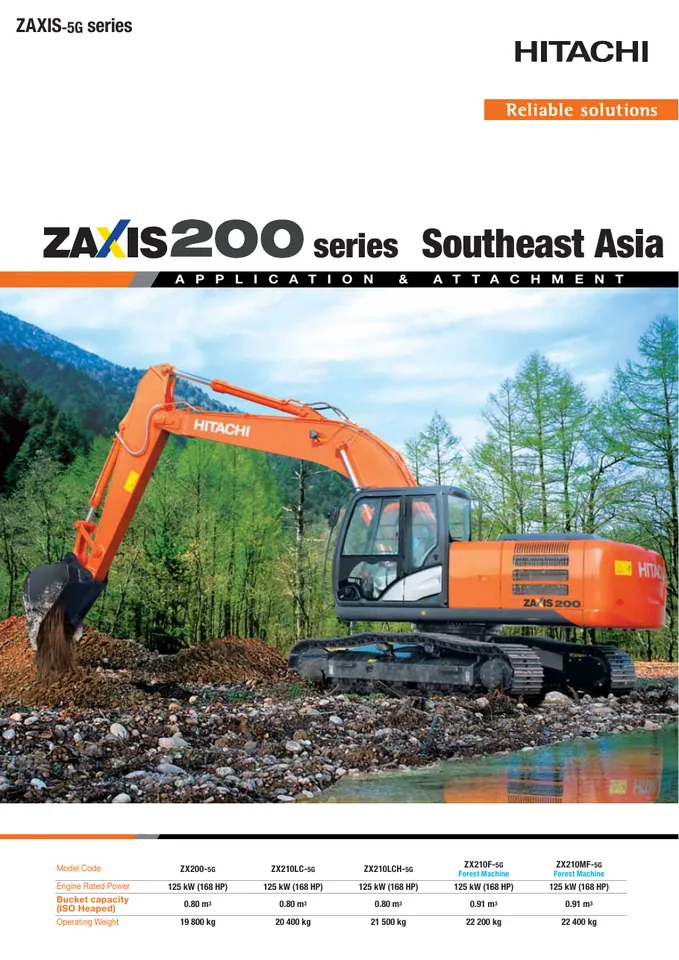 Hitachi ZX200-5G machine manual cover: Hitachi ZX200-5G Product brochure