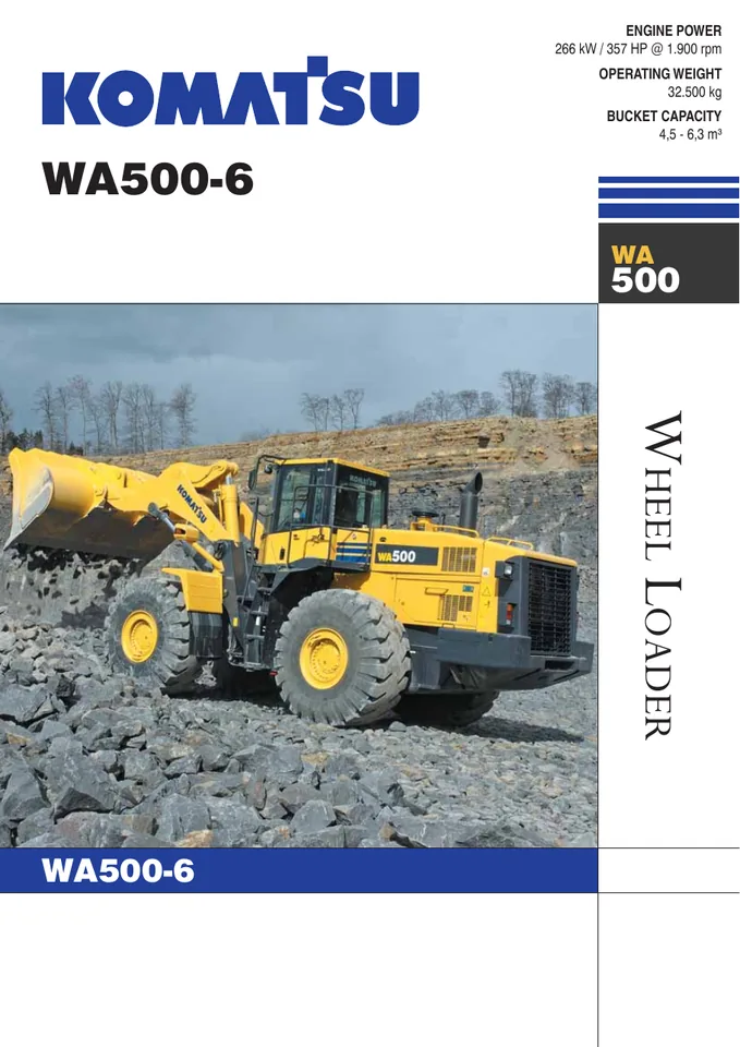 Komatsu WA500-6 machine manual cover: komatsu-wa500-6-dd3aced4c164-product-brochure
