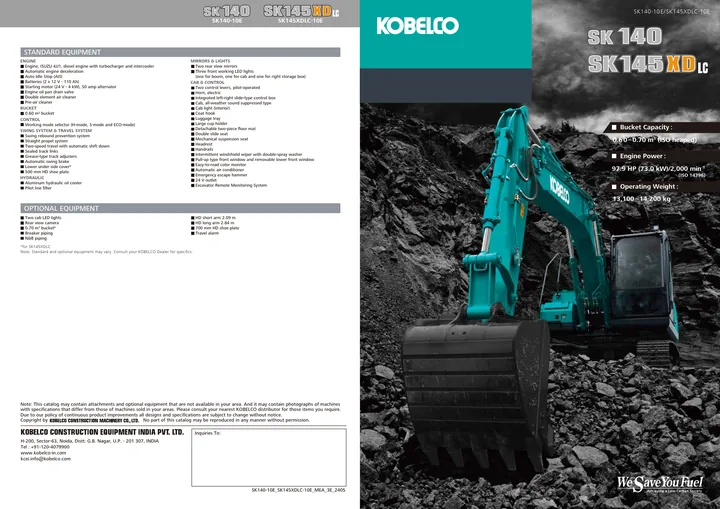 Kobelco SK140 · SK140-10E · SK145XDLC-10E 设备手册外胶层