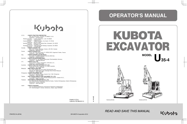 Kubota U35-4 设备手册外胶层