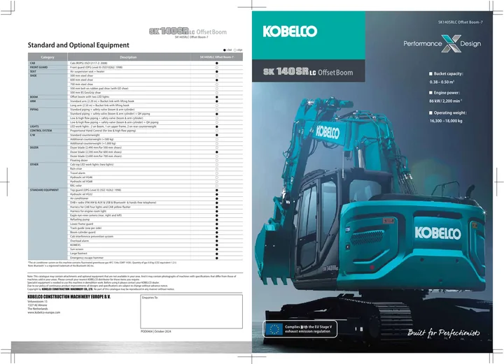 Kobelco SK140SRLC machine manual cover: Kobelco SK140SRLC Product brochure