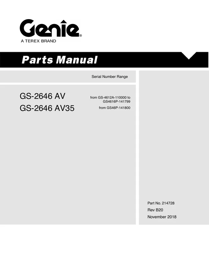 Genie GS-2646 AV / AV35 machine manual cover