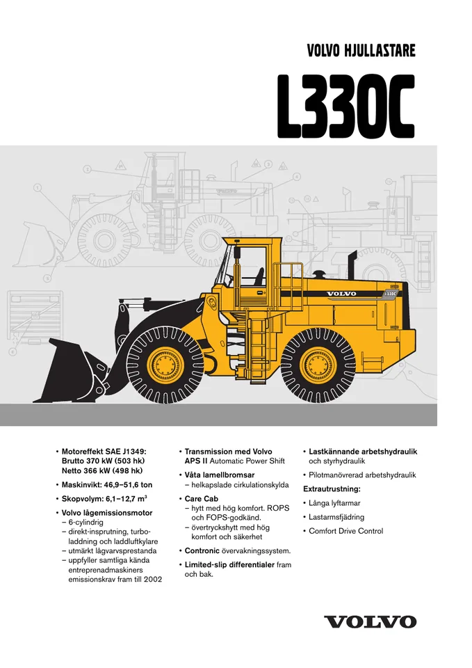 Volvo L330C machine manual cover: Volvo L330C Archived product document