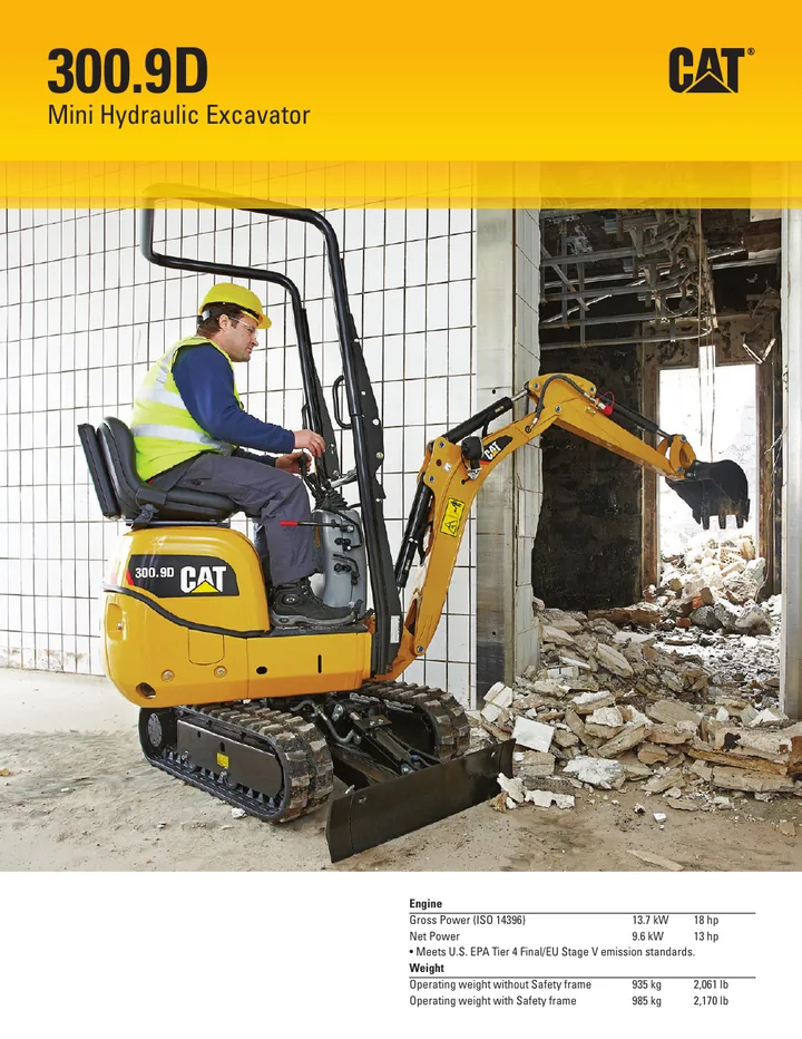 Caterpillar CAT®300.9D machine manual cover: Caterpillar CAT®300.9D Product brochure