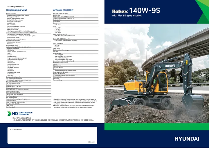 Hyundai R140W-9S machine manual cover: Hyundai R140W-9S Product brochure
