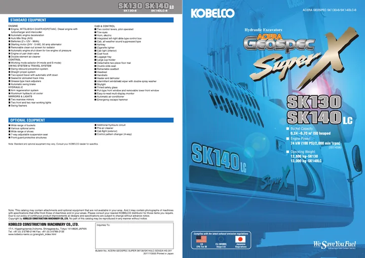 Kobelco SK130-8 · SK140LC-8 machine manual cover