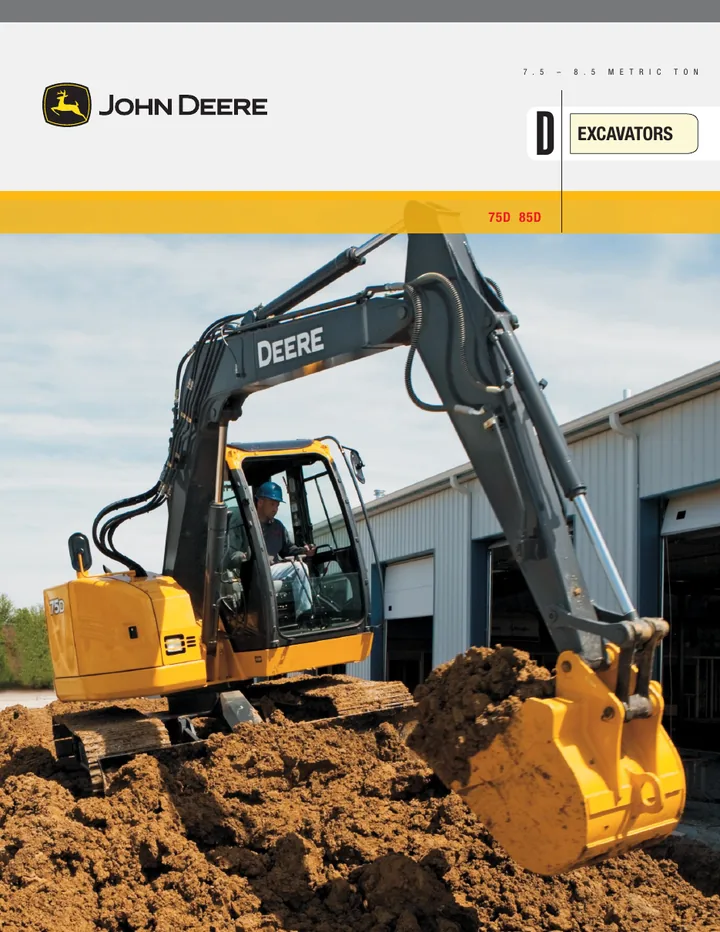 John Deere 75D machine manual cover: john-deere-75d-85d-dfa0d31530-official-brochure