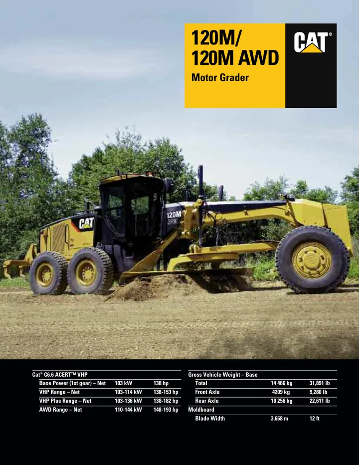 Caterpillar CAT®120M machine manual cover: caterpillar-120m-product-brochure-c603777