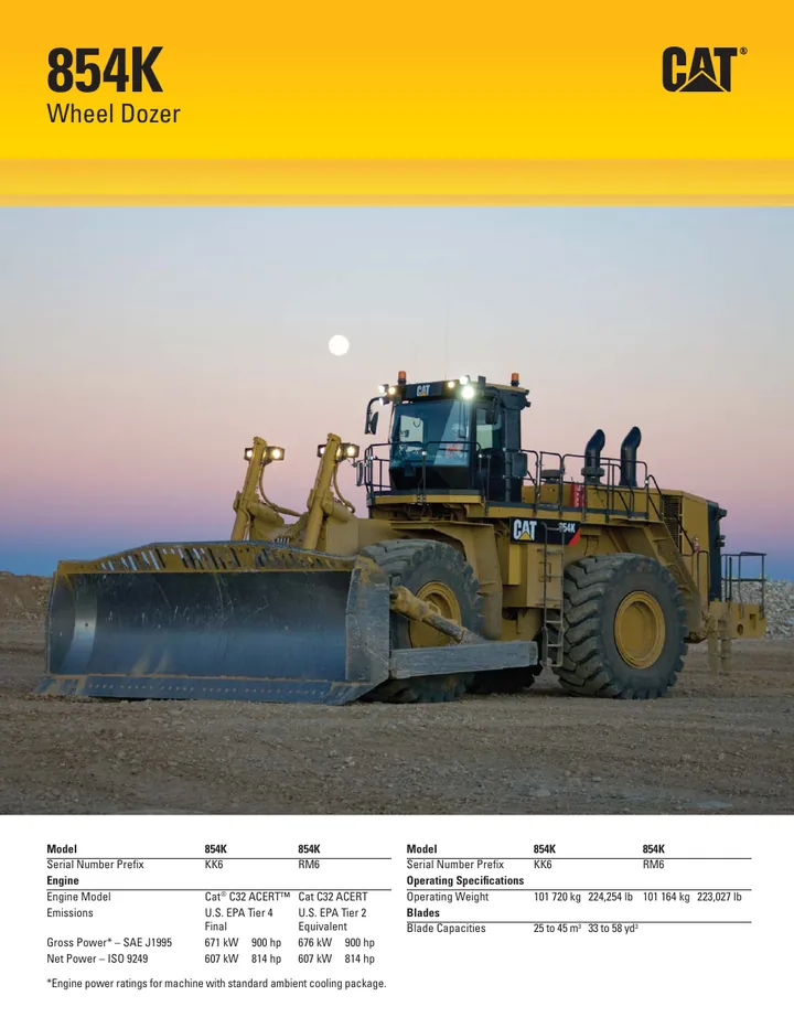 Caterpillar CAT®854K machine manual cover: caterpillar-854k-product-brochure-cm20131123-01167-20305