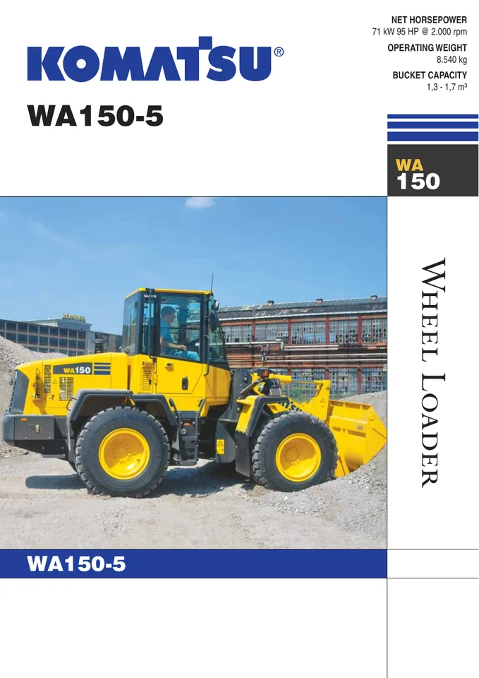 Komatsu WA150-5 machine manual cover: komatsu-wa150-5-5bff3a29ee6b-product-brochure