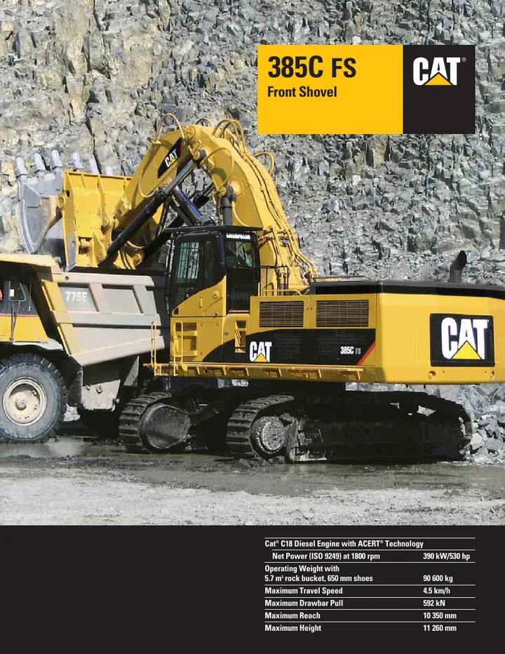 Caterpillar CAT®385C FS machine manual cover: caterpillar-385c-fs-product-brochure-c248396
