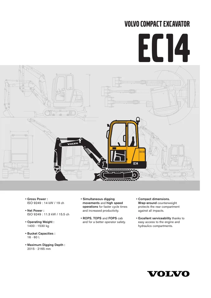 Volvo EC14 machine manual cover: Volvo EC14 Archived product document