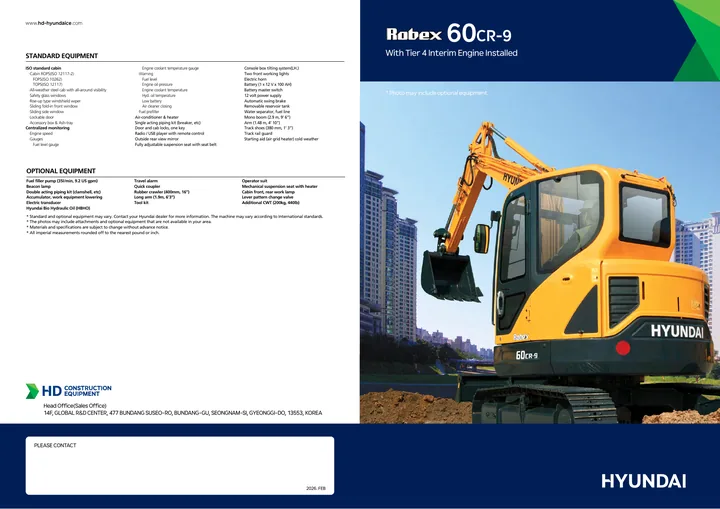 Hyundai R60CR-9 machine manual cover: Hyundai R60CR-9 Product brochure