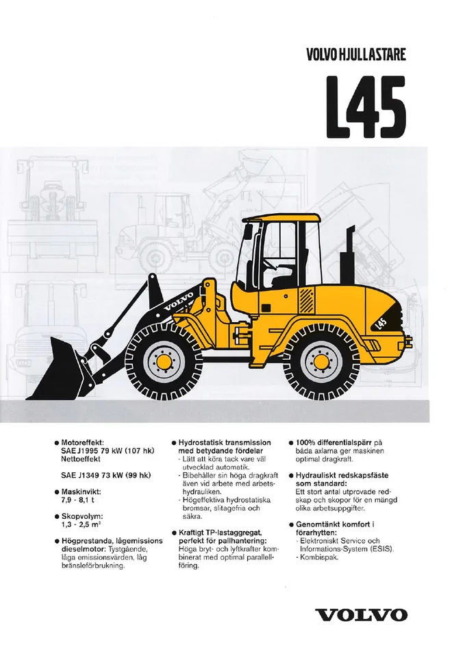 Volvo L45 machine manual cover: Volvo L45 Archived product document