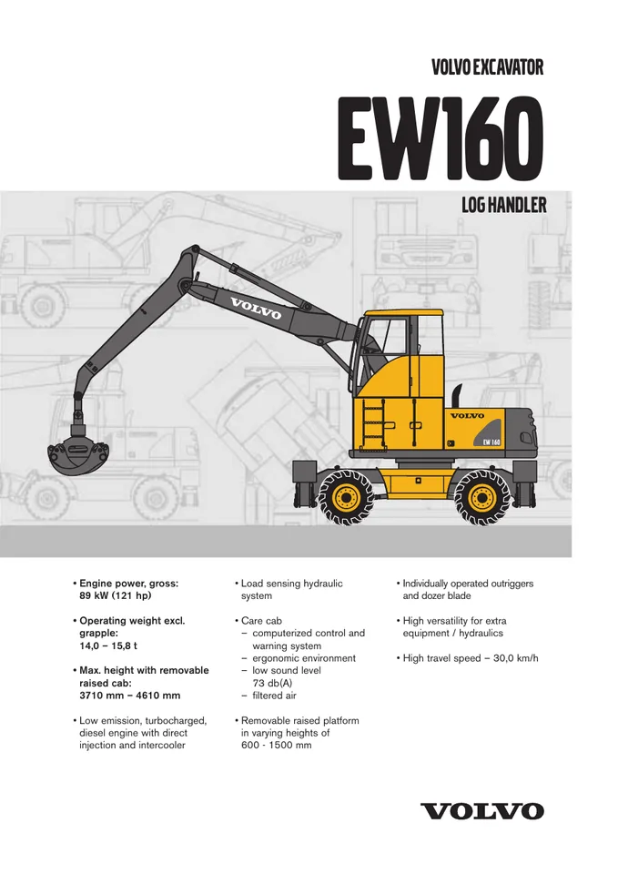 Volvo EW160 machine manual cover: Volvo EW160 Product specification