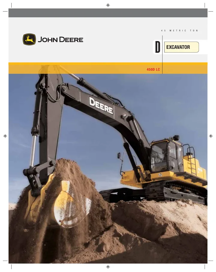 John Deere 450DLC machine manual cover: john-deere-450dlc-39f347526c-official-brochure