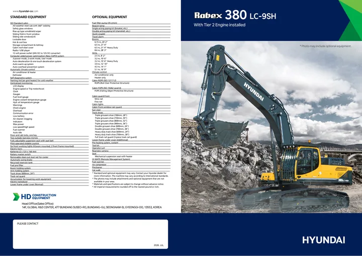 Hyundai R380LC-9SH machine manual cover: Hyundai R380LC-9SH Product brochure