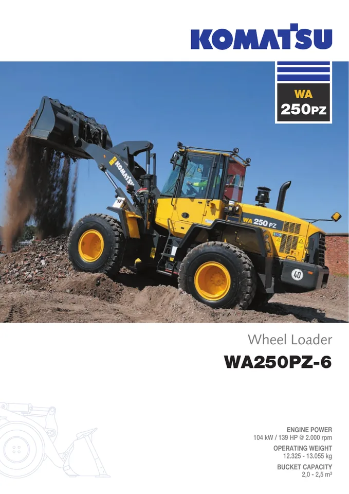 Komatsu WA250PZ-6 machine manual cover: komatsu-wa250pz-6-0cf00678eee3-product-brochure