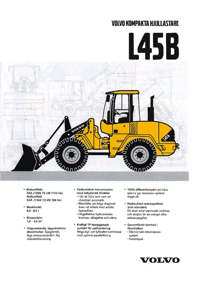 Volvo L45B machine manual cover: Volvo L45B Archived product document
