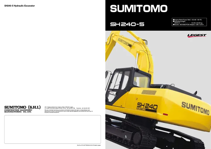 Sumitomo SH240-5 machine manual cover: Sumitomo SH240-5 Product brochure