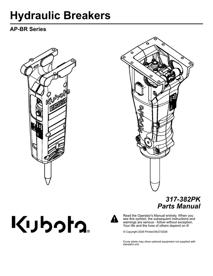 Kubota AP-BR310 / AP-BR360 / AP-BR460 / AP-BR510 / AP-BR560 / AP-BR860 machine manual cover