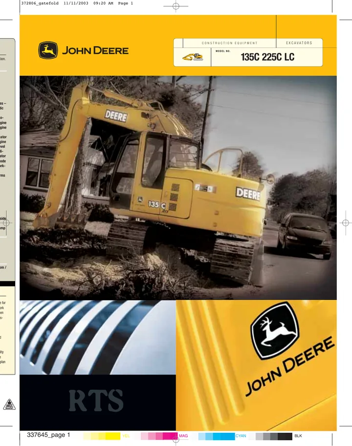 John Deere 135C-RTS machine manual cover: john-deere-135c-rts-225clc-rts-a2032a7f48-official-brochure