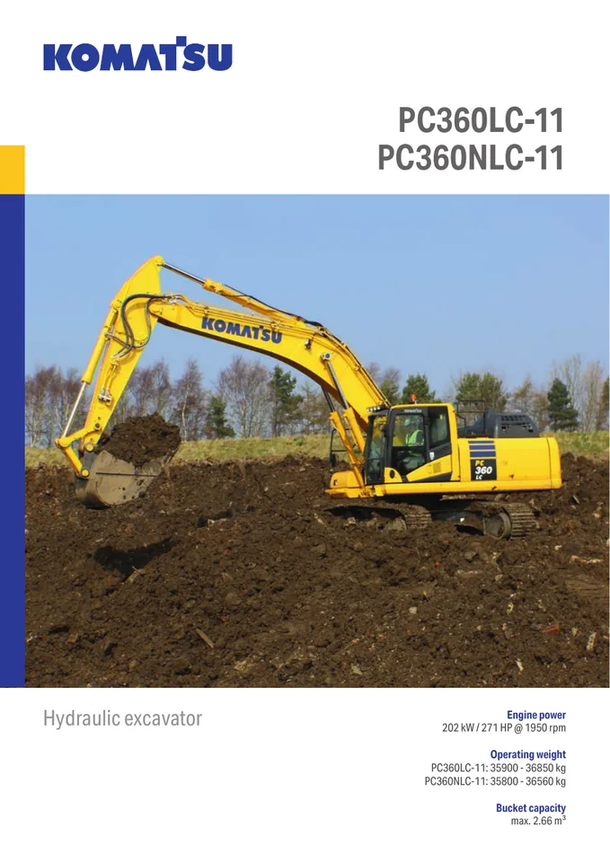 Komatsu PC360LC-11 machine manual cover: komatsu-pc360lc-11-043aaace0b44-product-brochure