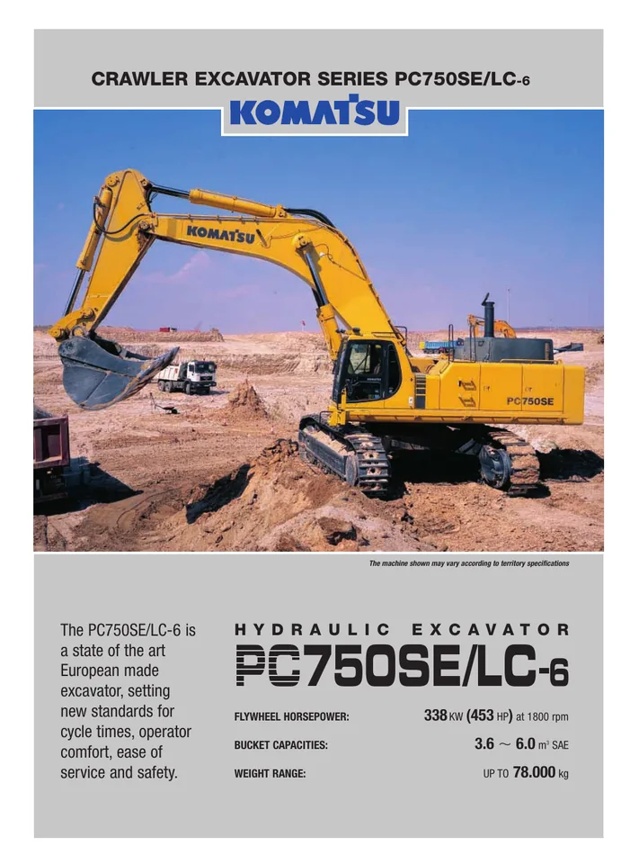 Komatsu PC750SE-6 machine manual cover: komatsu-pc750se-6-bb0a529bfaa6-product-brochure
